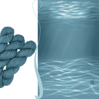 Woolly Headed Ideas fingering weight llama Hand dyed yarn skein in the Be More Pacific colorway featuring a soft light teal tone