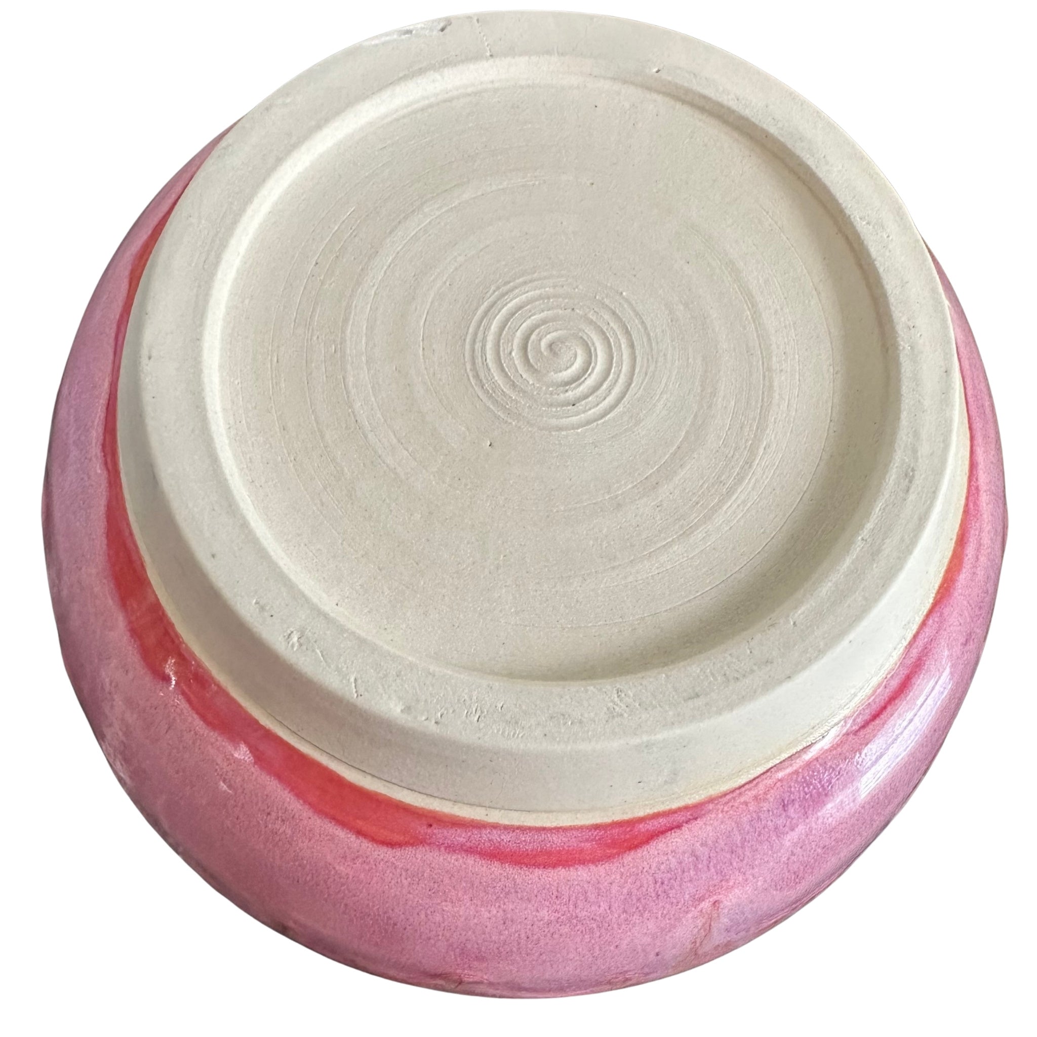 Bottom of Pink Glazed yarn bowl