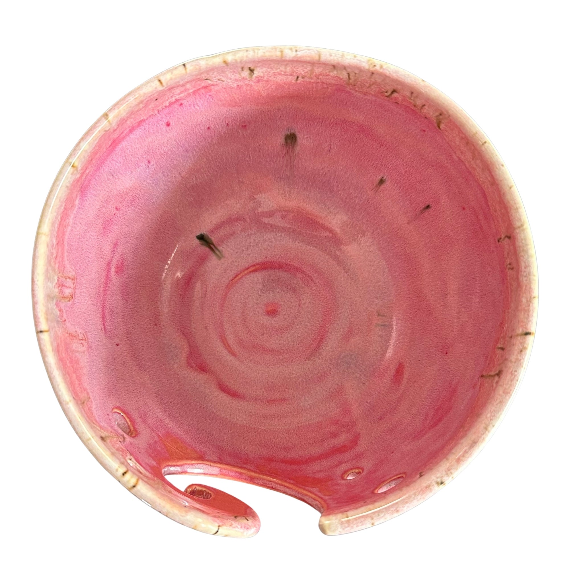 Inside of Yarn Bowl with Pink Glaze
